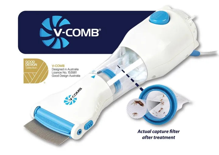 V-Comb Electric Lice Remover Machine – Chemical-Free Electronic Head Lice Vacuum Cleaner with Disposable Capture Filters