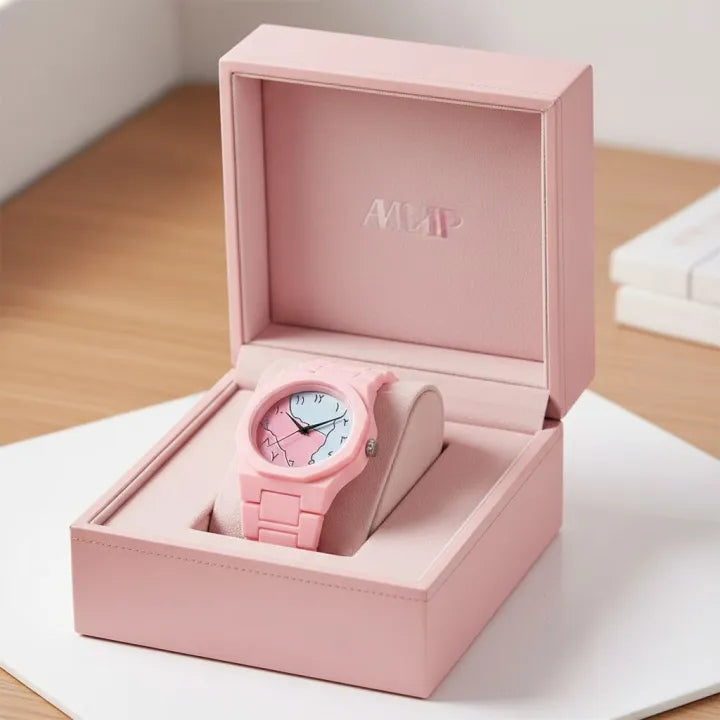 Luxury Minimalist Pastel Pink Quartz Wristwatch for Women – Fashion Casual Matte Silicone Strap Analog Watch