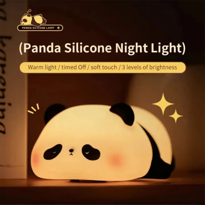 Cute Silicone Panda Night Light – Soft USB Rechargeable LED Bedside Touch Lamp for Kids Bedroom & Nursery Decor