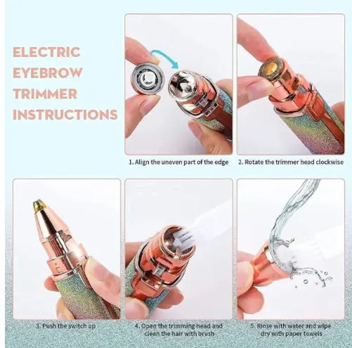 2-in-1 Electric Eyebrow Trimmer & Facial Hair Remover for Women