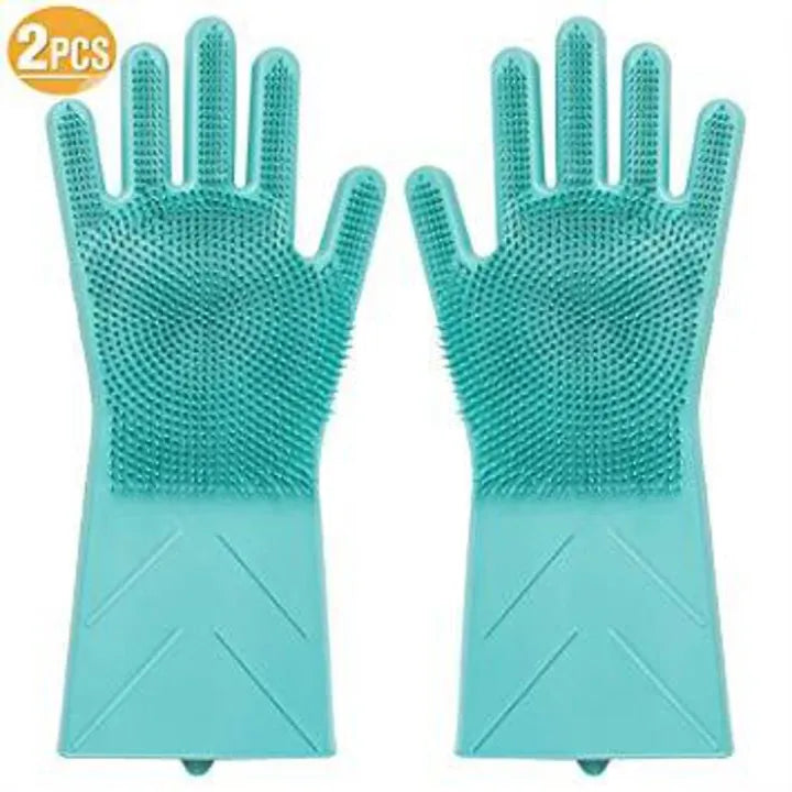 Magic Silicone Dishwashing Gloves with Scrubbers – Reusable Heat Resistant Cleaning Gloves for Kitchen, Car, & Pet Grooming