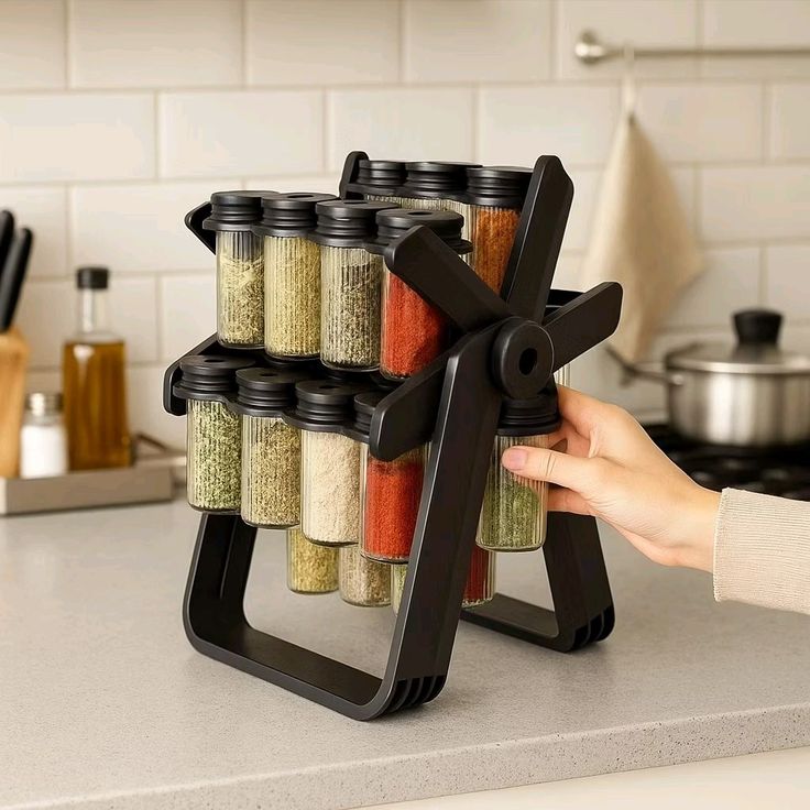 18 Jar Rotating Spice Rack  -  Smart • Stylish • Space Saving