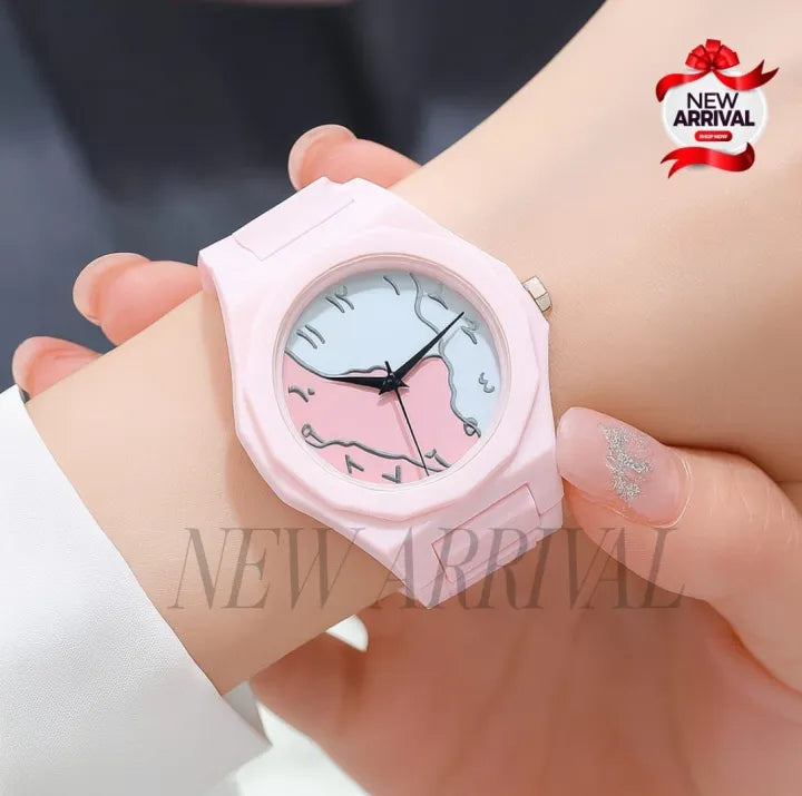 Luxury Minimalist Pastel Pink Quartz Wristwatch for Women – Fashion Casual Matte Silicone Strap Analog Watch