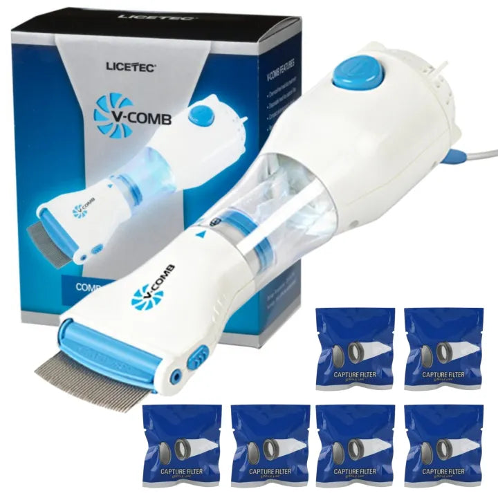 V-Comb Electric Lice Remover Machine – Chemical-Free Electronic Head Lice Vacuum Cleaner with Disposable Capture Filters