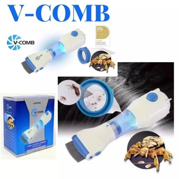 V-Comb Electric Lice Remover Machine – Chemical-Free Electronic Head Lice Vacuum Cleaner with Disposable Capture Filters