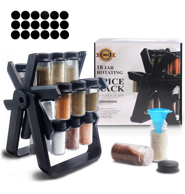 18 Jar Rotating Spice Rack  -  Smart • Stylish • Space Saving