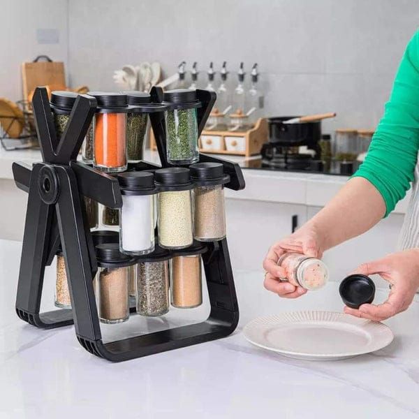 18 Jar Rotating Spice Rack  -  Smart • Stylish • Space Saving