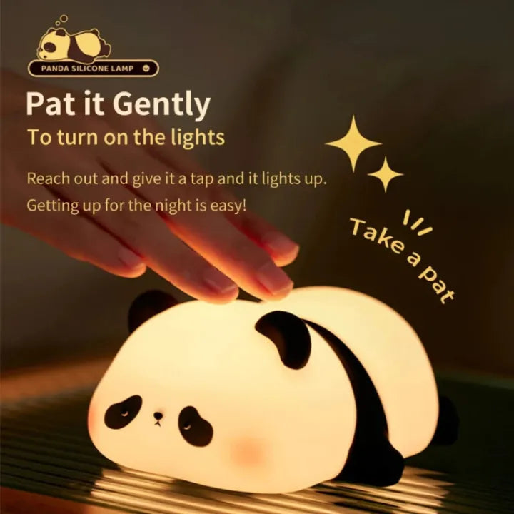 Cute Silicone Panda Night Light – Soft USB Rechargeable LED Bedside Touch Lamp for Kids Bedroom & Nursery Decor